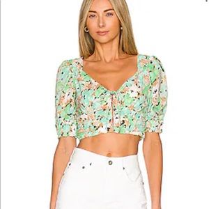 Revolve floral puff sleeve top